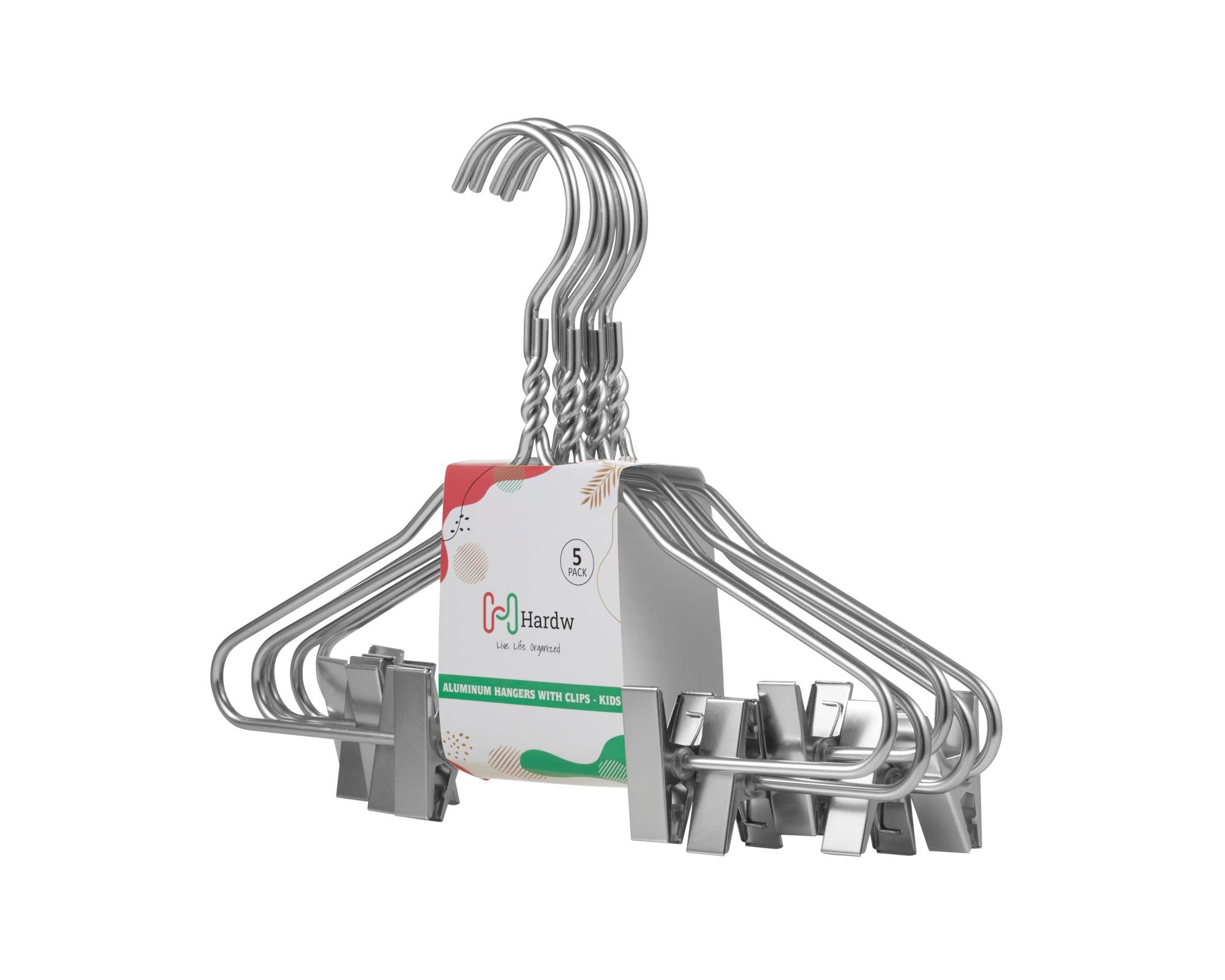 Kids Silver Aluminum Hanger With Clips - 100 Hangers image
