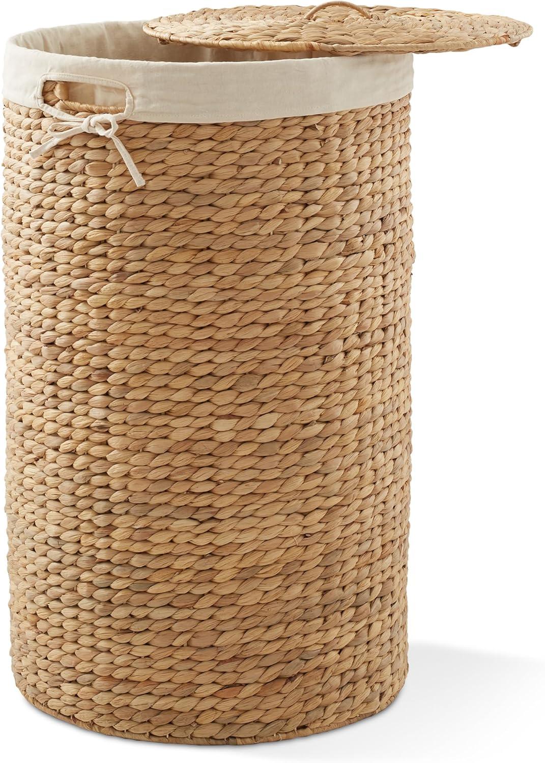 DEILSYâ„¢ Round Water Hyacinth Wicker Basket with Lid & Liner image