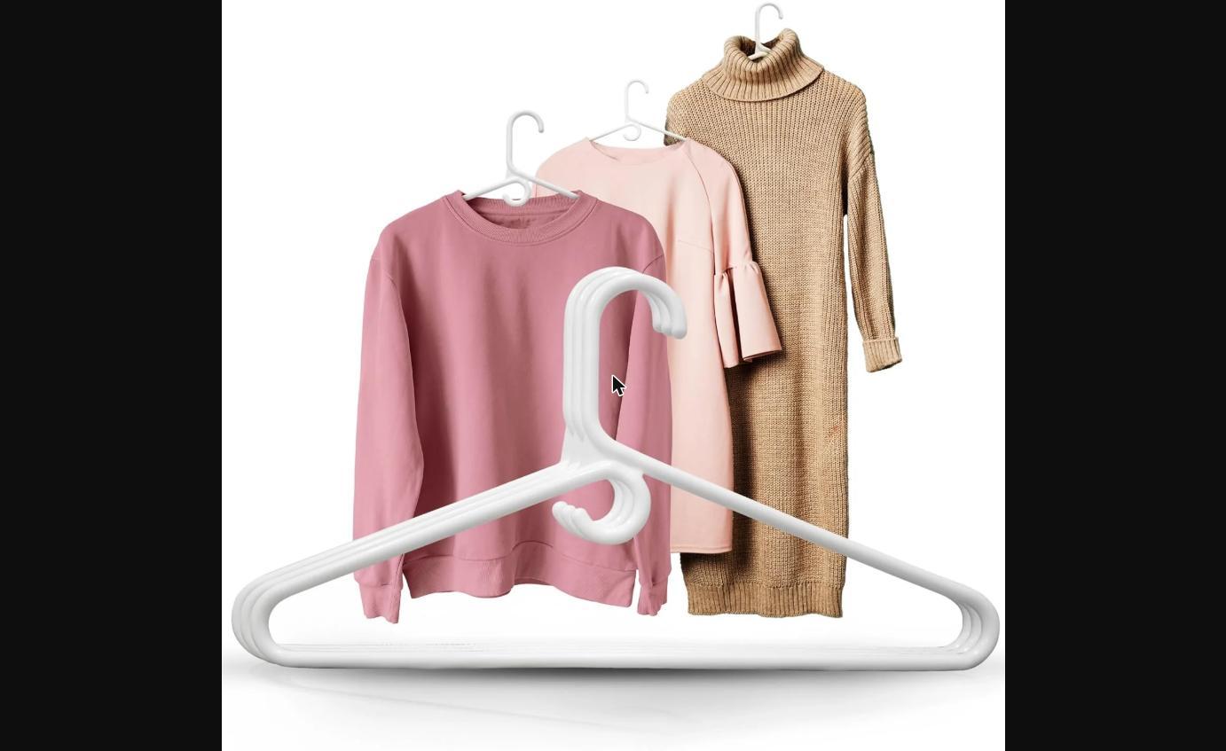 White Heavy Duty Hangers with Hooks (10 Per Paper Sleeve) image