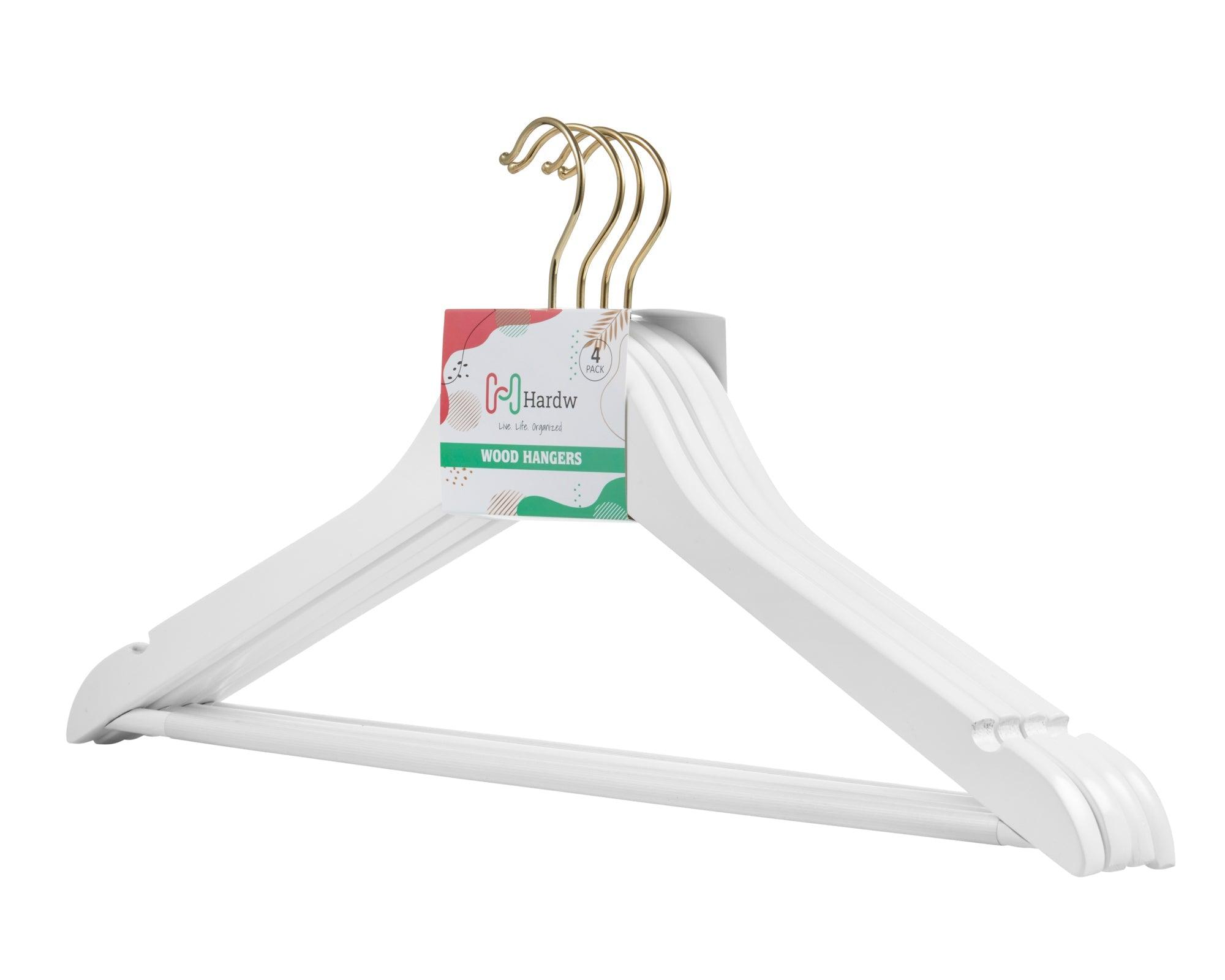 White Wooden Hangers Anti-Slip Adulit - 96 Hangers image