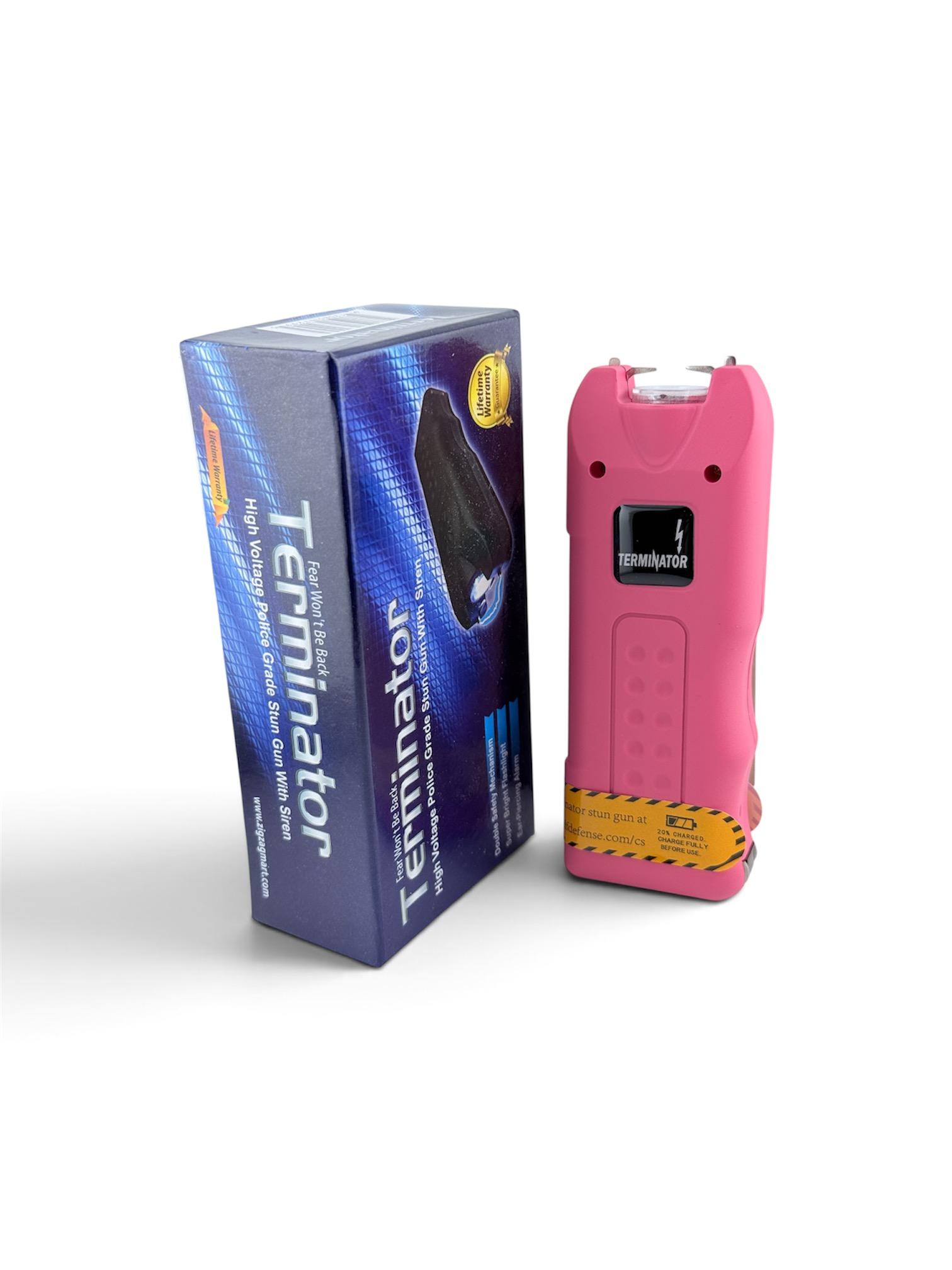 TERMINATOR Stun Gun with Ear-Piercing Siren and Bright Flashlight