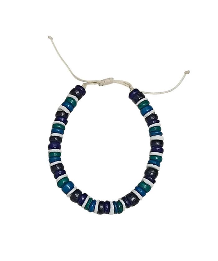 Green Blue Black Coconut White Clam Shell Bracelet image