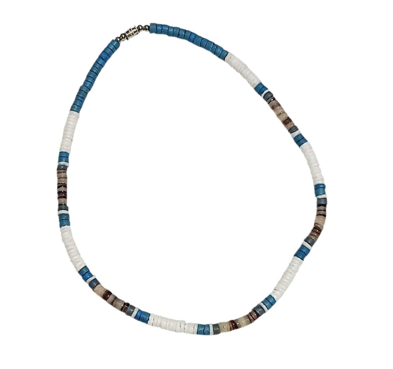 Turquoise and Gray Coconut White Clam Shell Necklace image