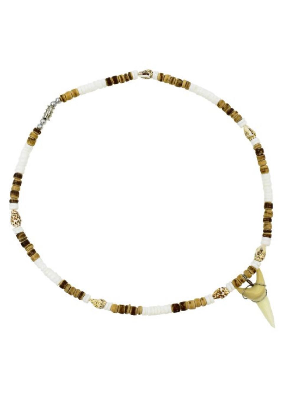 Tiger Coconut With Tiger Nassa Shell Sharks Tooth Necklace image