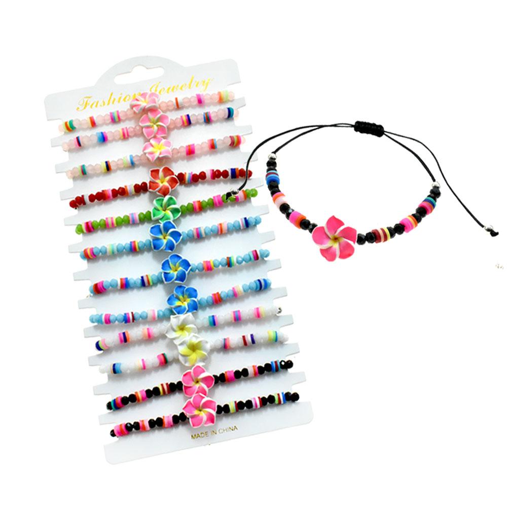 Colorful Flower Beaded Bracelet – Adjustable Boho Daisy Charm Stack Bracelets for Women & Girls image