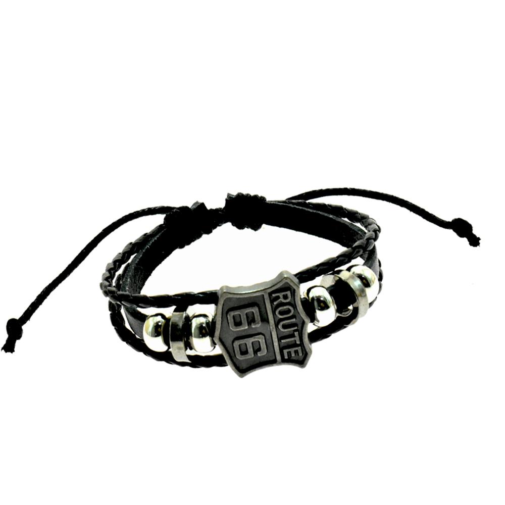 Route 66 Adjustable Leather Bracelet image