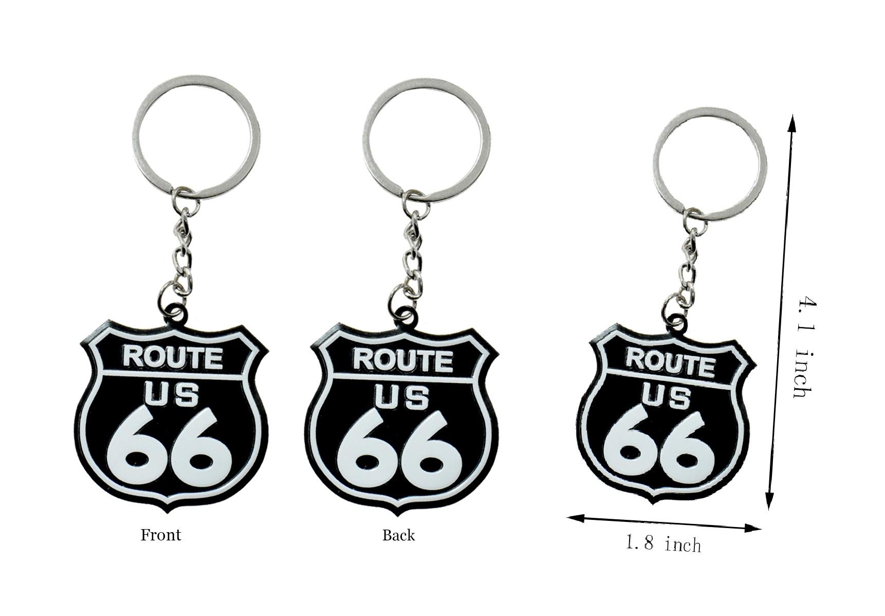 Double Sided Black Route 66 Shield Key Chain image