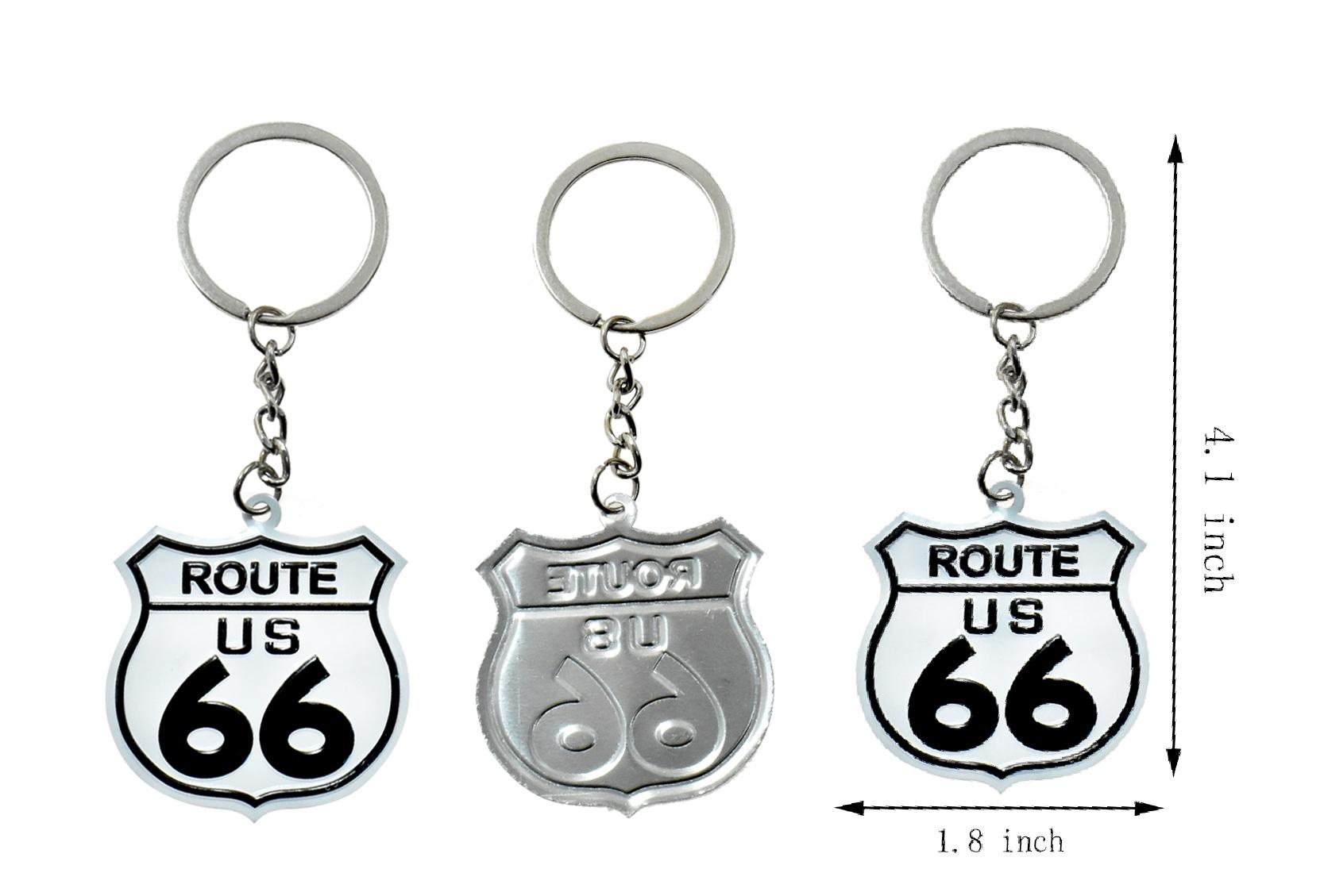 White Route 66 Shield Key Chain image
