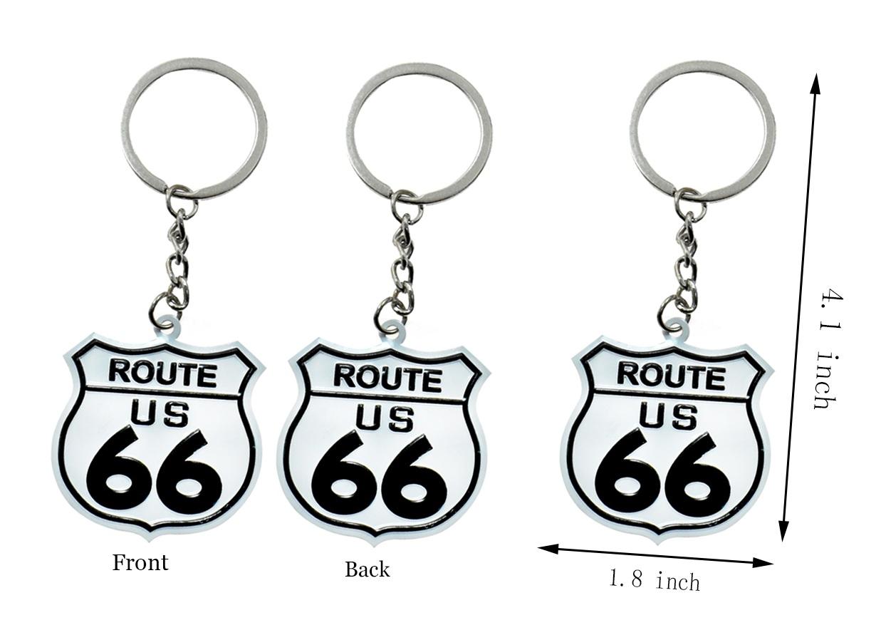Double Sided White Route 66 Shield Key Chain image