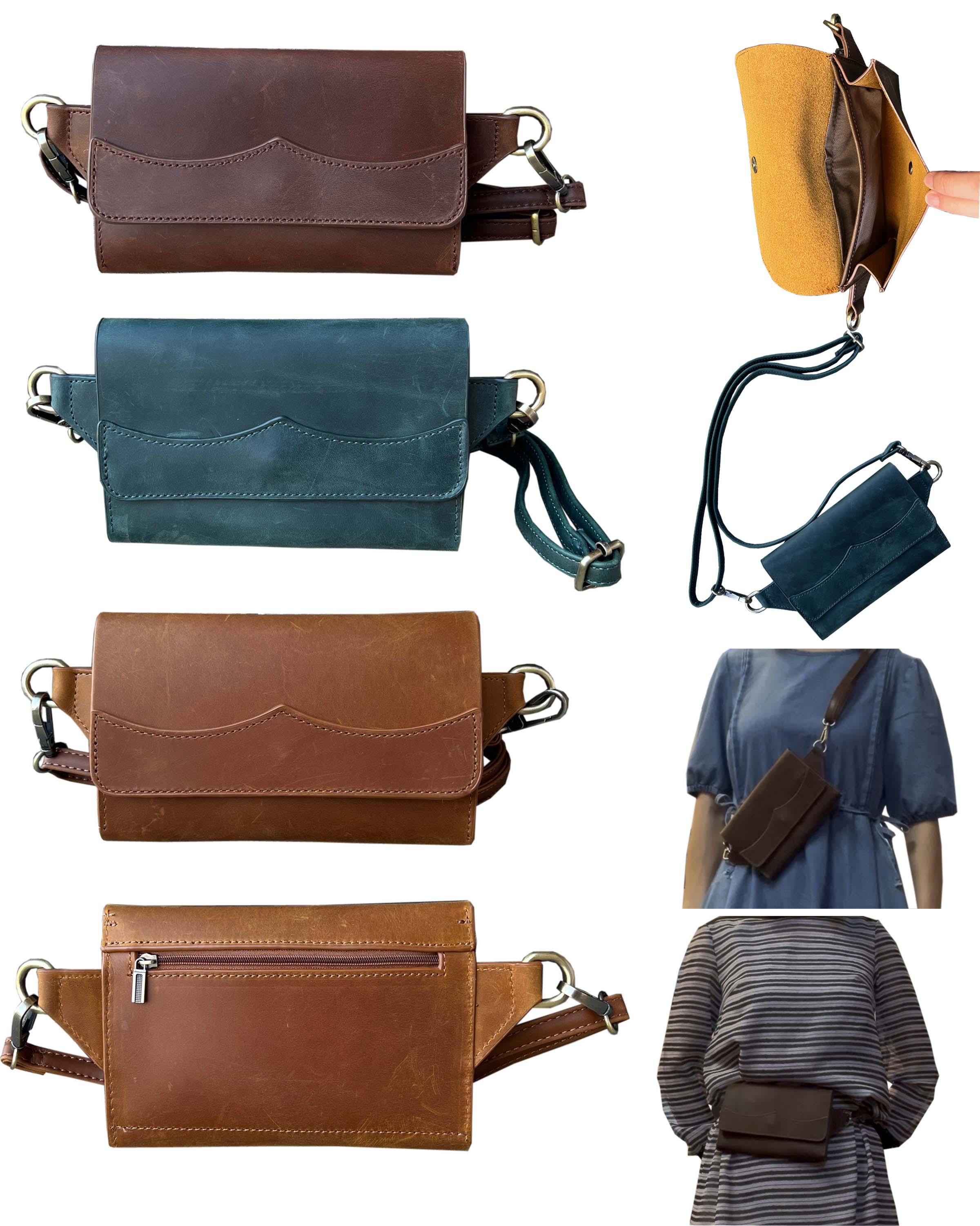 3096 Vintage leather fanny pack sling bag crossbody image