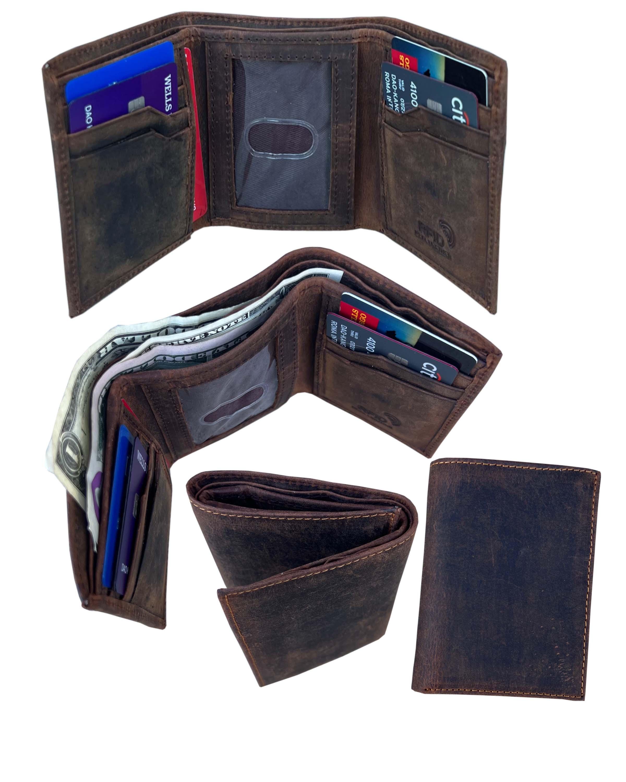 3126RF BN BUF-Buffalo leather tri-fold wallet with RFID protection image