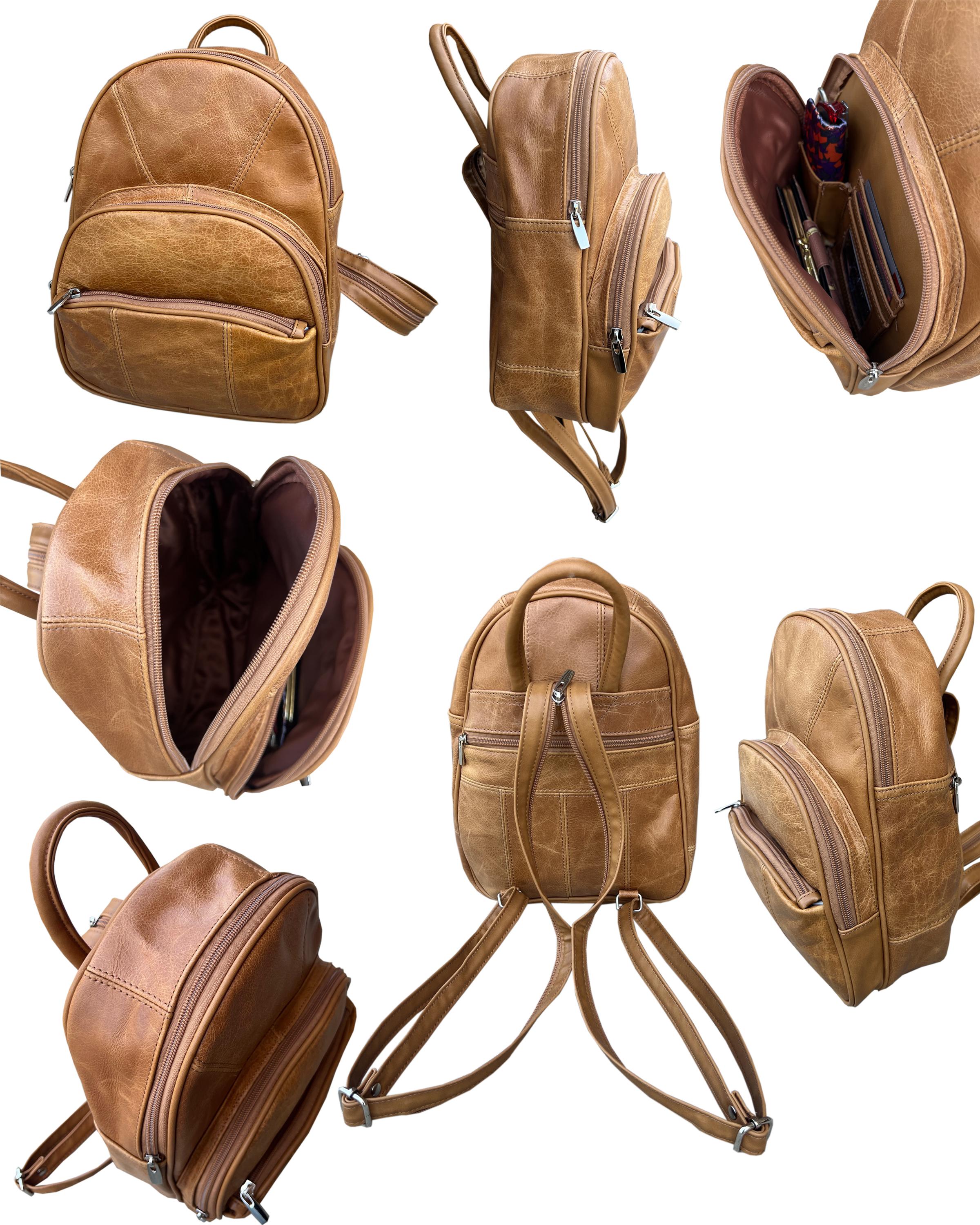 3303-Backpack - Unisex LBN wax oil cowhide back pack light brown image