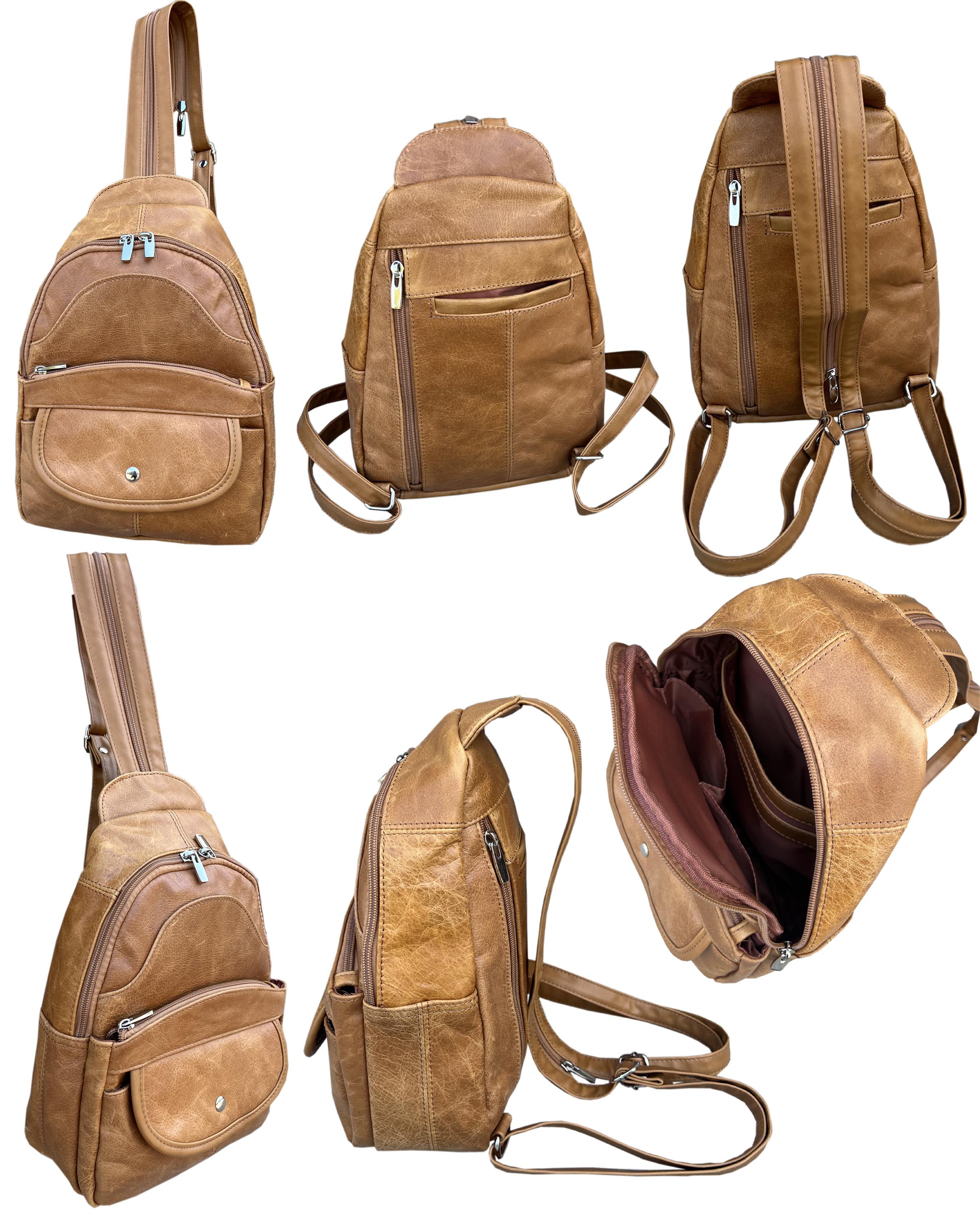 3308 LBN-Unisex Convertible Wax oil Cowhide Leather Backpack - LBN image
