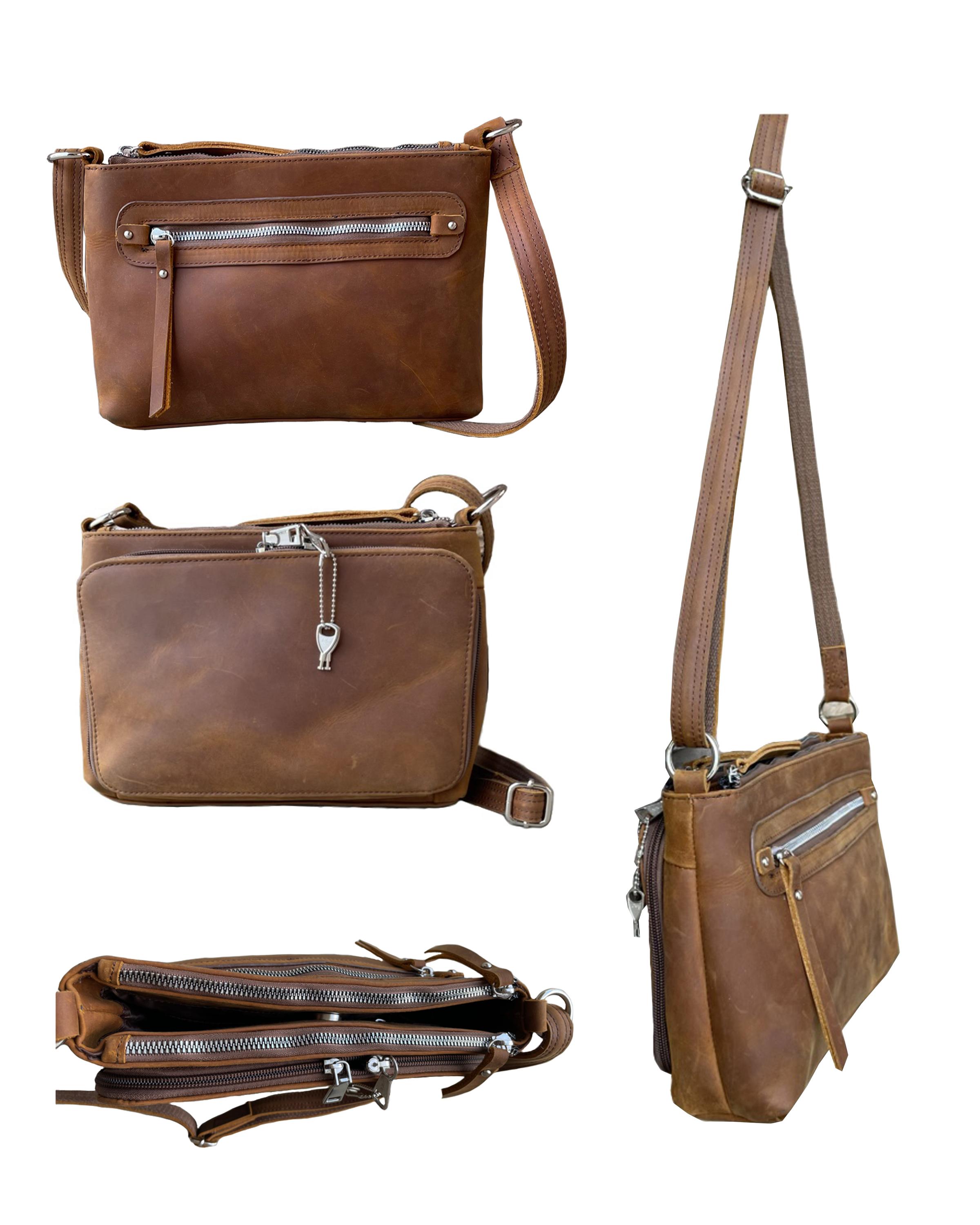 7013H BN-WAX Oiled cowhide concealed carry purse brown $37.50 and up