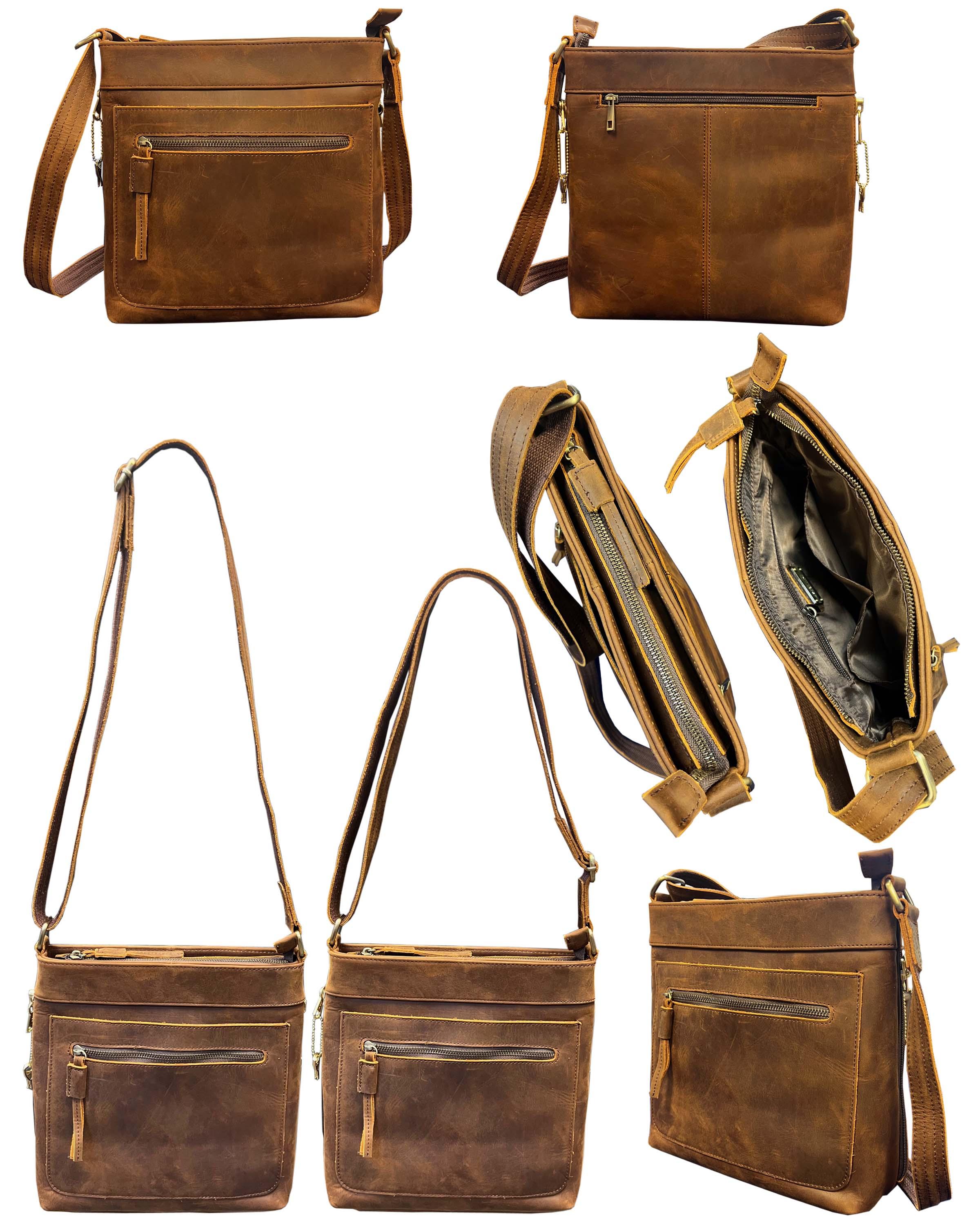 9007-Cowhide soft leather satchel concealed carry purse $39.50 and up image