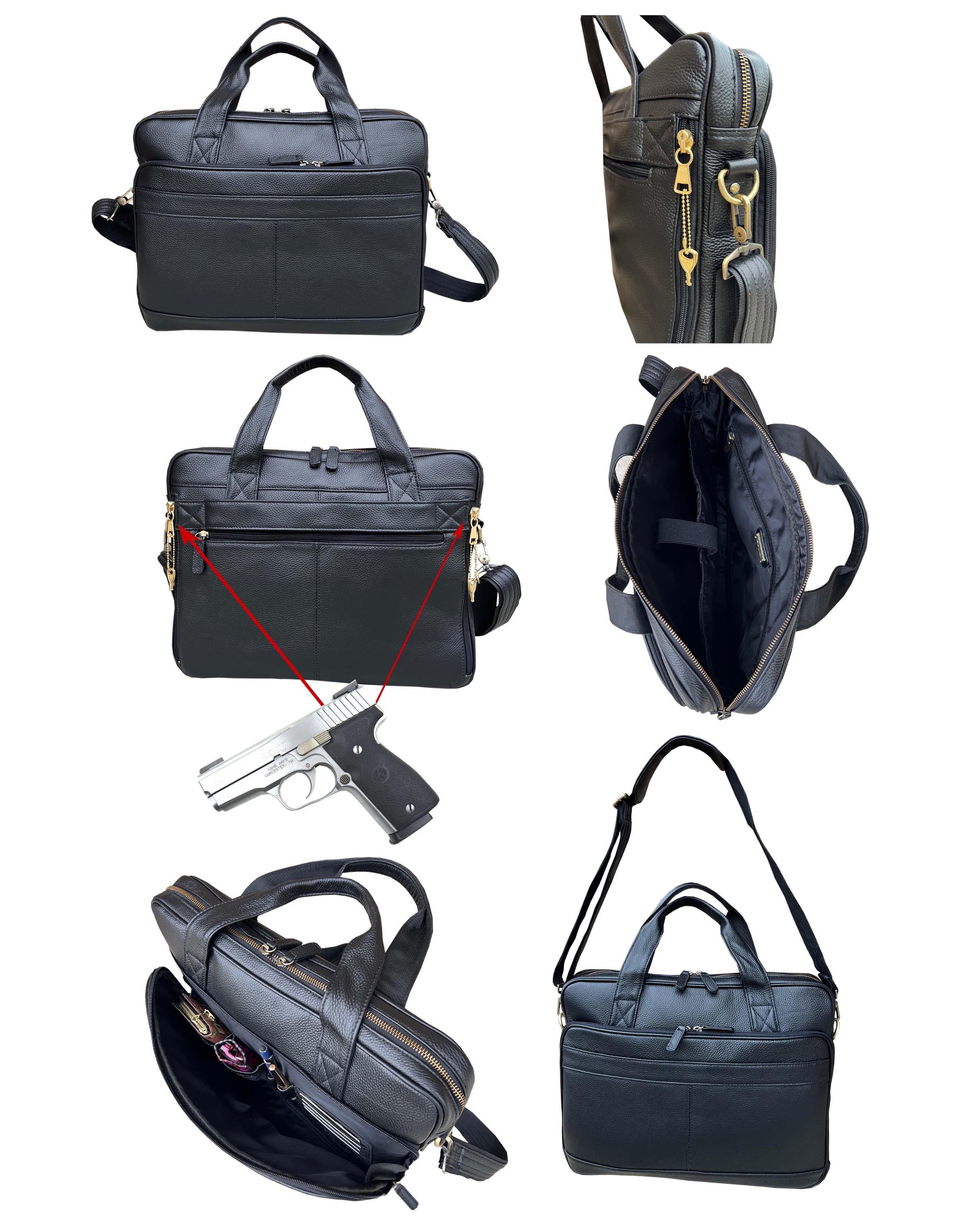 9012-Cowhide leather concealed carry briefcase image