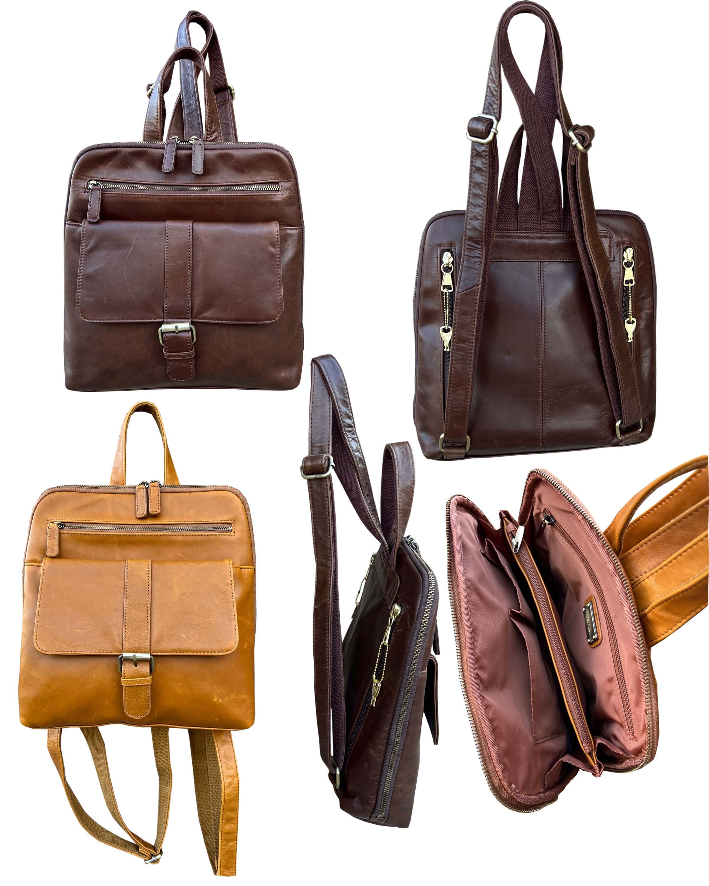 9015-Wax oil cowhide concealed carry backpack image