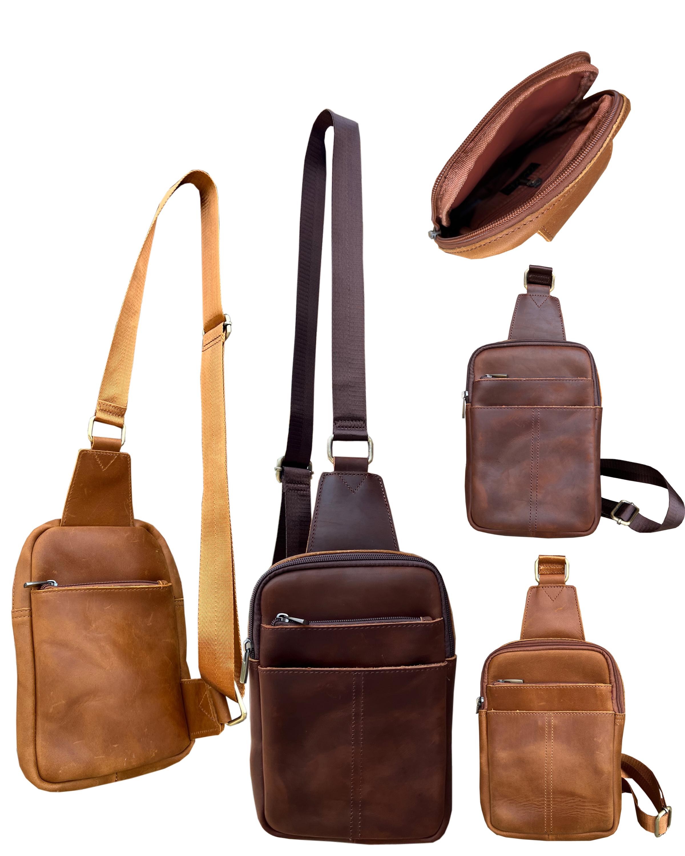 W015-Vintage leather crossbody sling bag BN LBN image