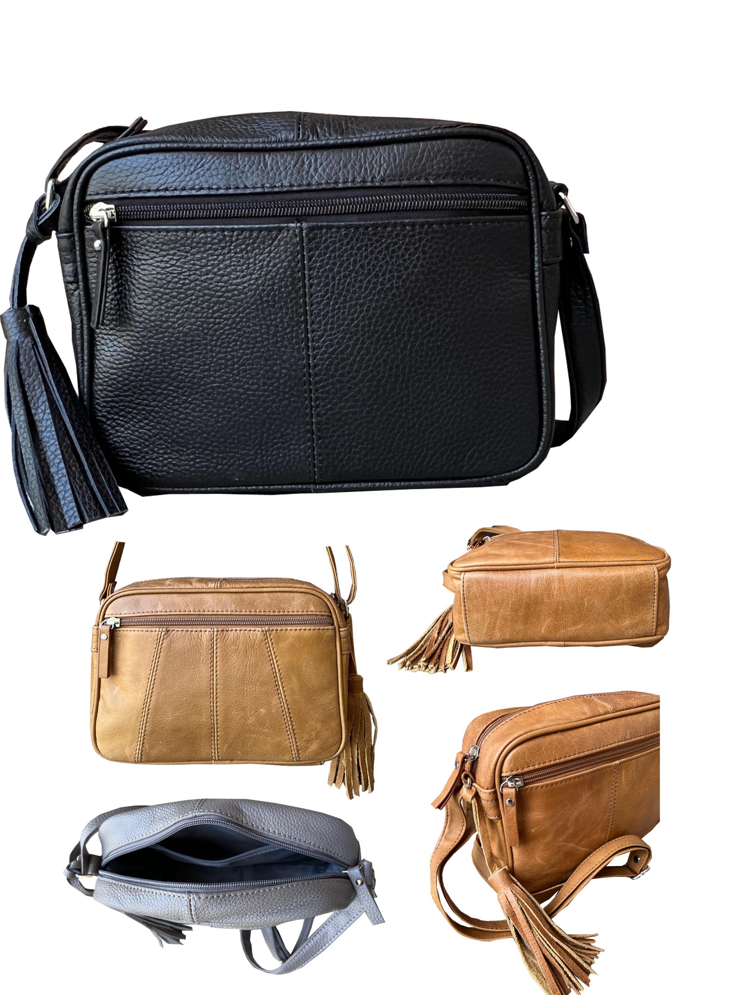 W017 BK-Cowhide crossbody shoulder bag black image