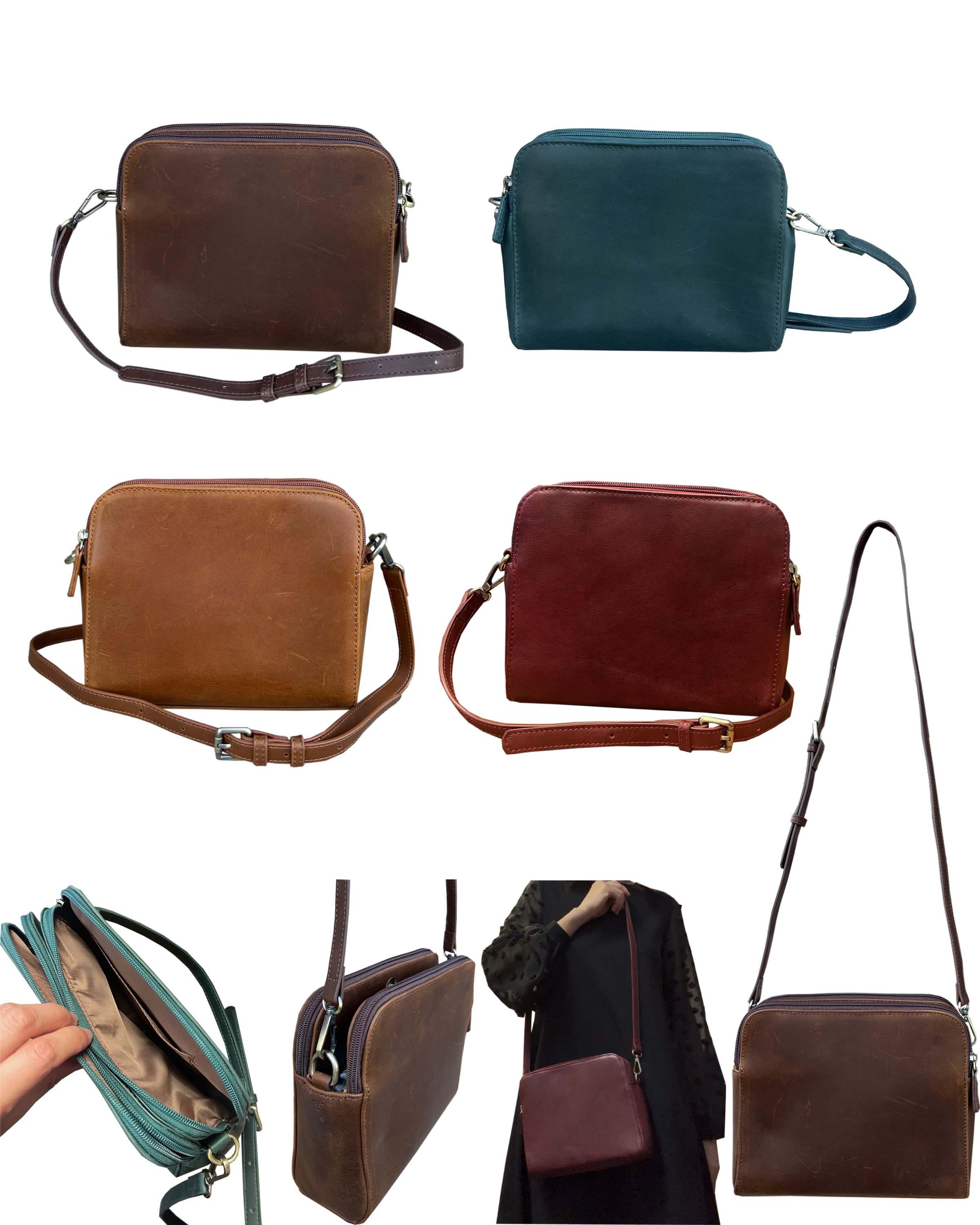 W019-Vintage leather crossbody shoulder bag with adjustable strap