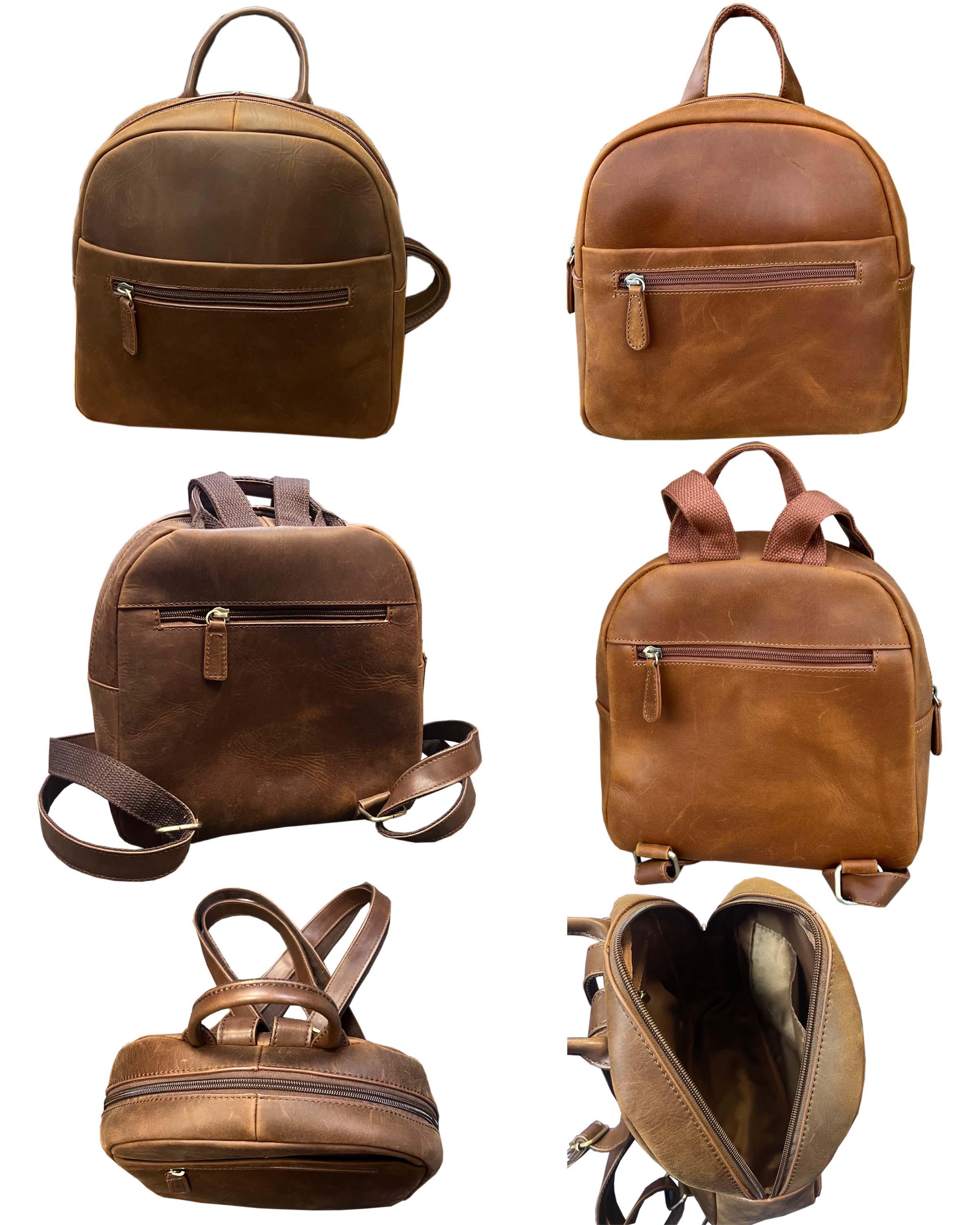 W031-Vintage leather back pack with adjustable strap