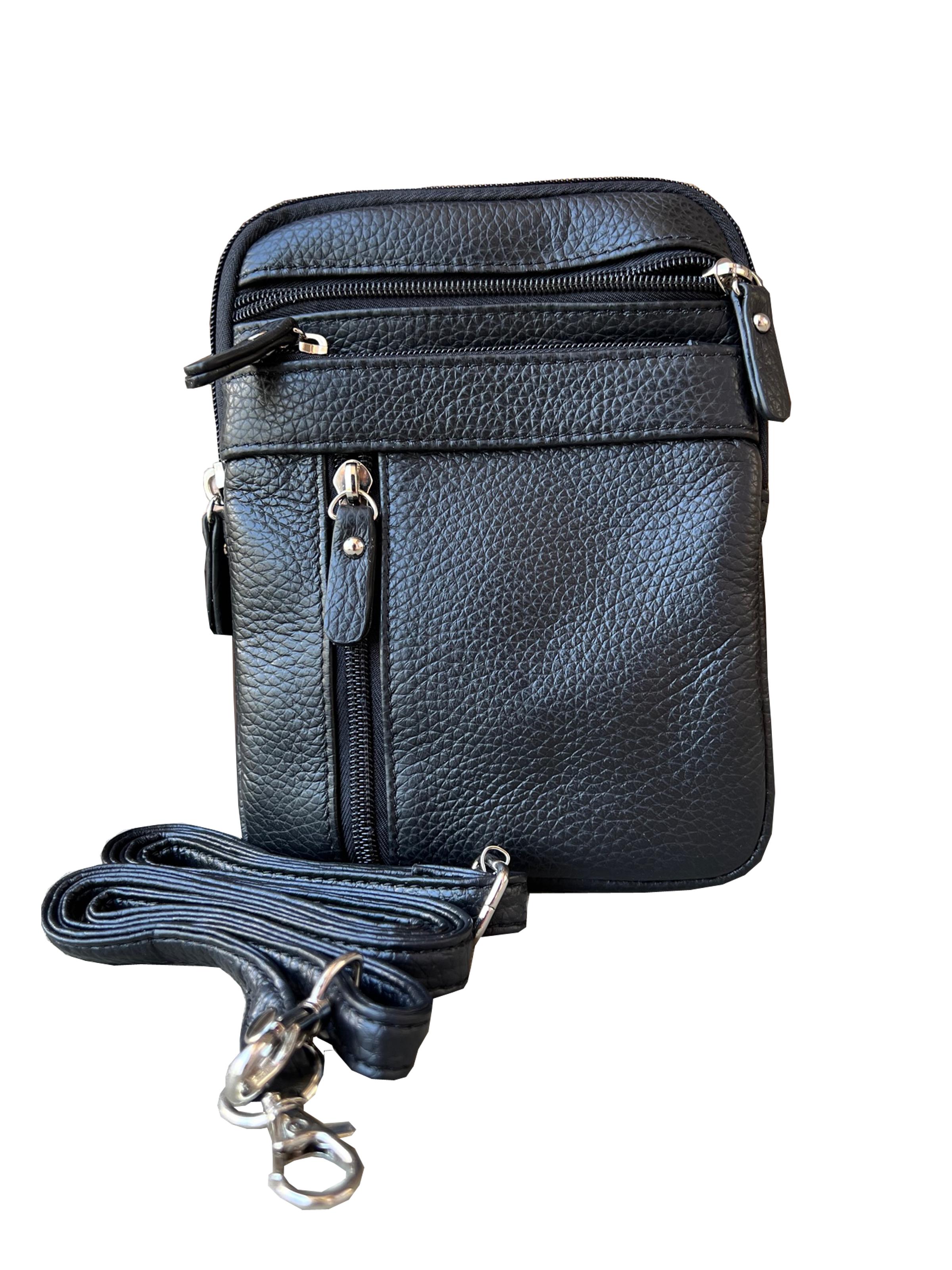 W018 BK- Cowhide crossbody shoulder bag belt pouch BK image