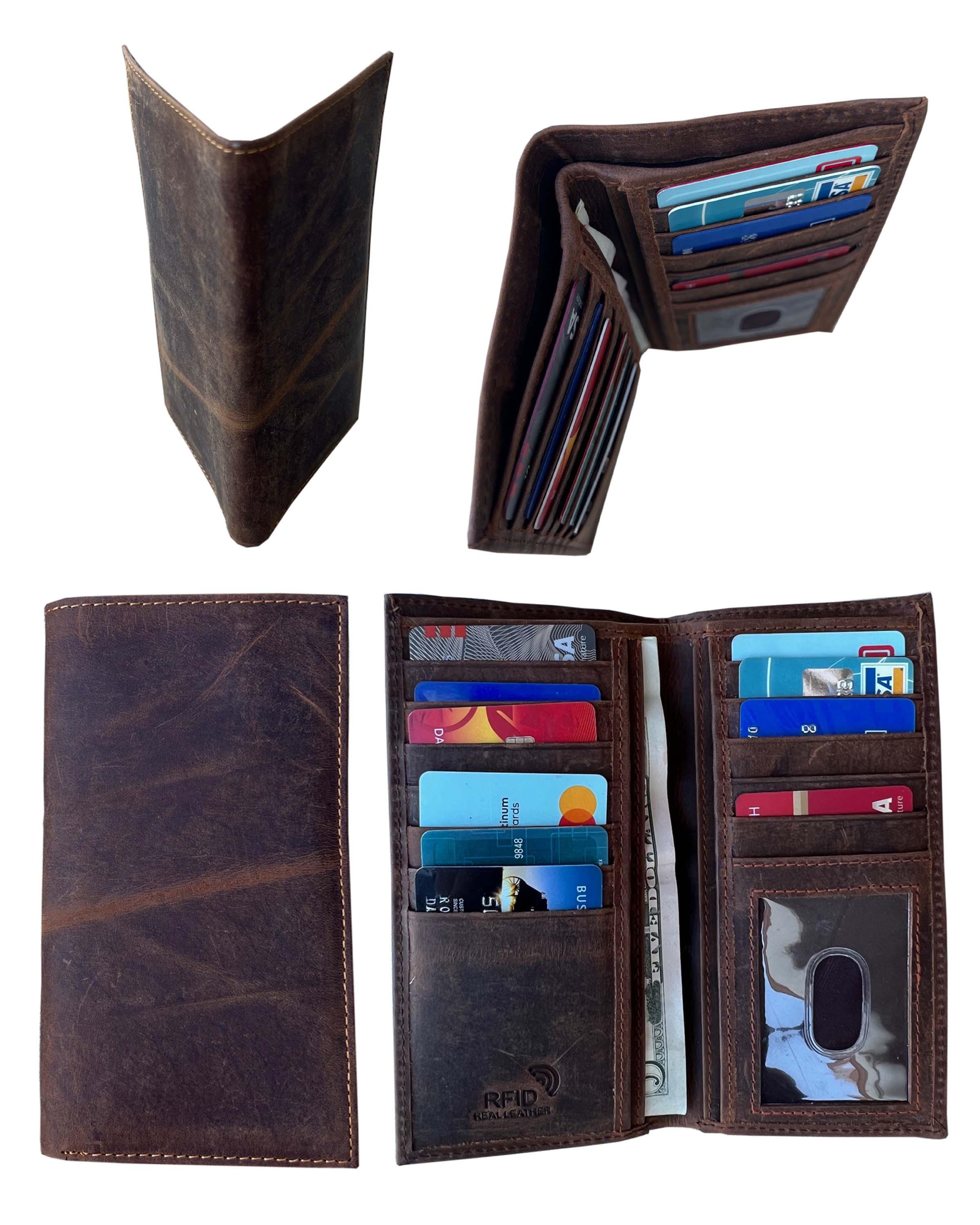 3233RF-BN BUF-Buffalo leather Checkbook Wallet - BN -BUF image