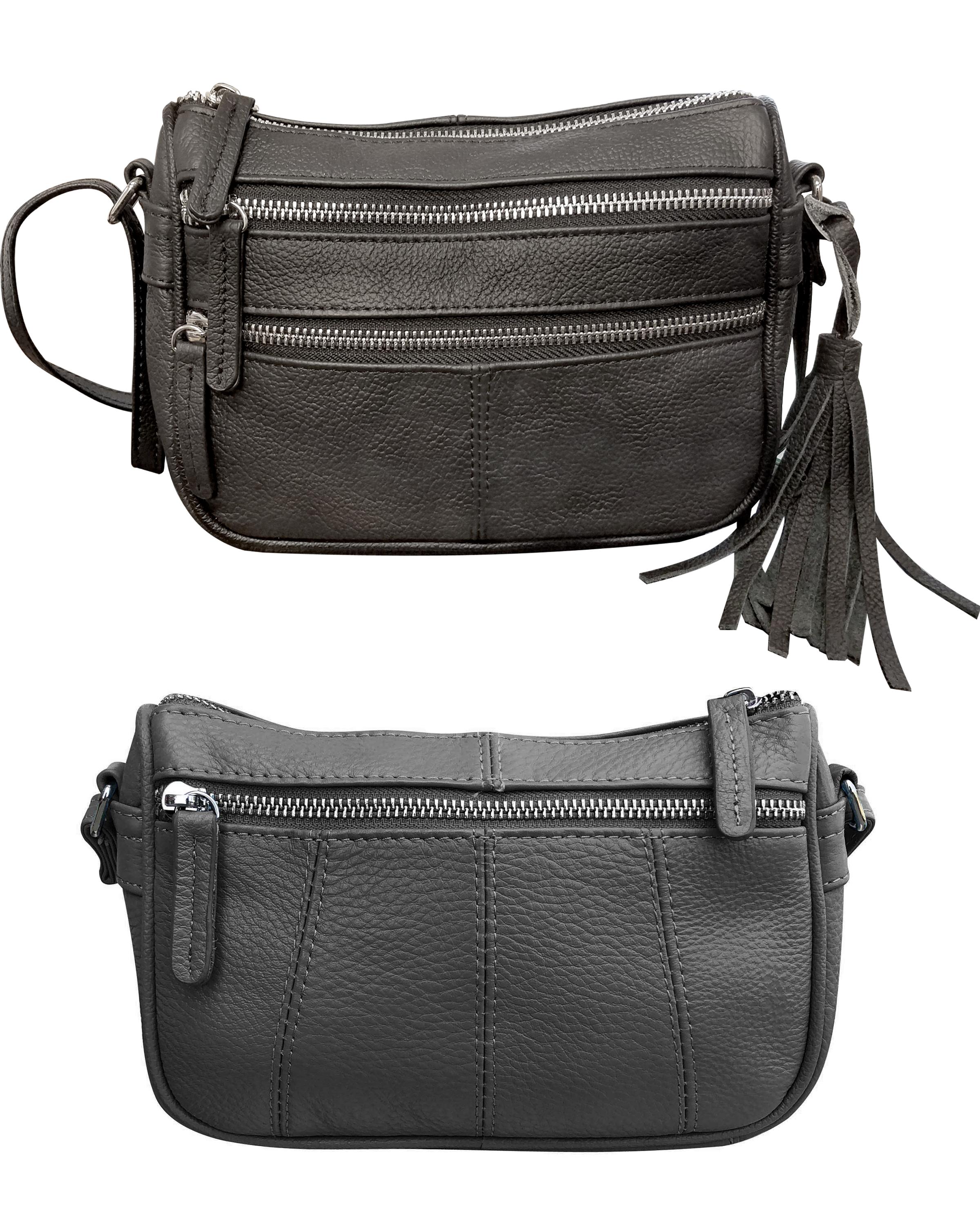 RM509 BK- Cowhide leather crossbody shoulder bag/Compact Purse - BK image