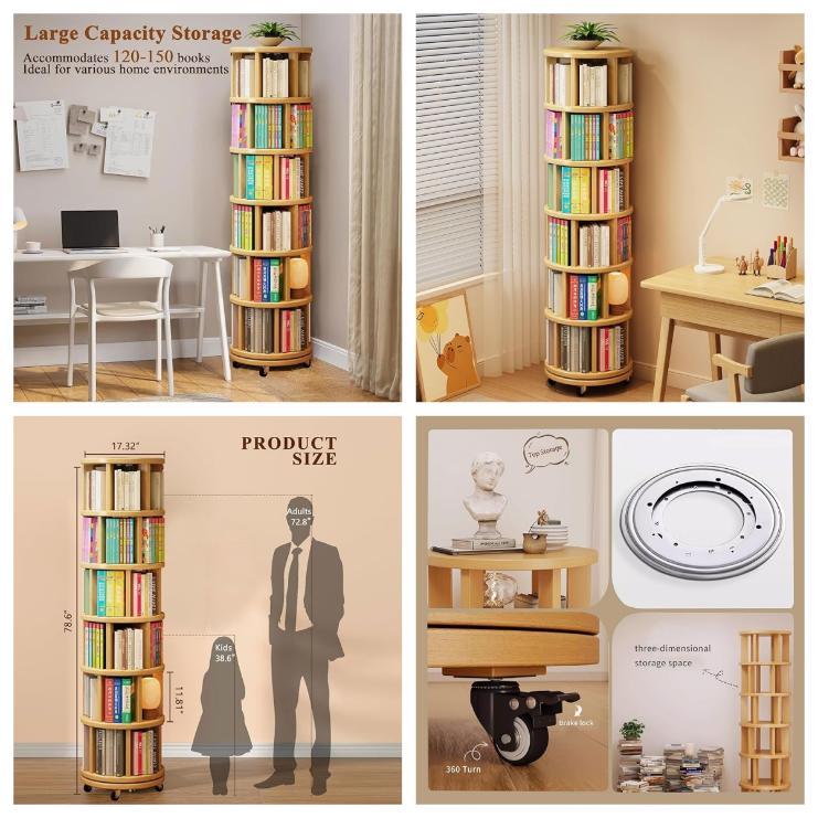 6 Tier Rotating Bookshelf 360° Spinning ,IL Warehouse image