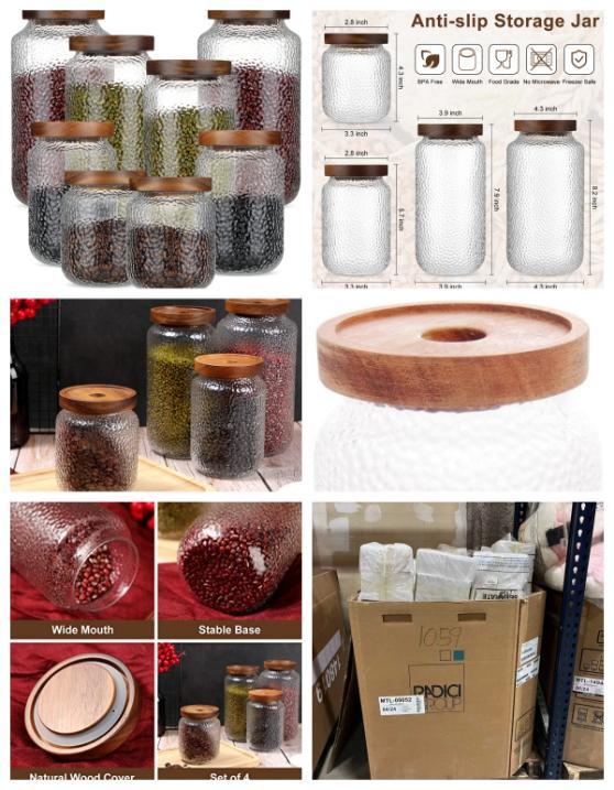 8 Pcs Glass Coffee Storage Jar with Airtight Wood Lids image