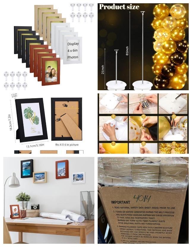 16 Pcs MDF Wood Picture Frame,Balloon Column Stand Kit image