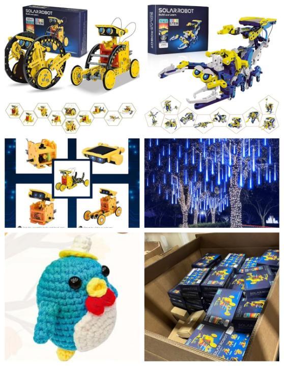 Toys Mixed-Solar robot Set, Crochet kit, Rain Drop Lights-IL