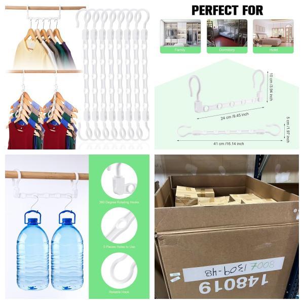 100 Pieces Plastic Hangers Saving Space Bulk, IL Warehouse image