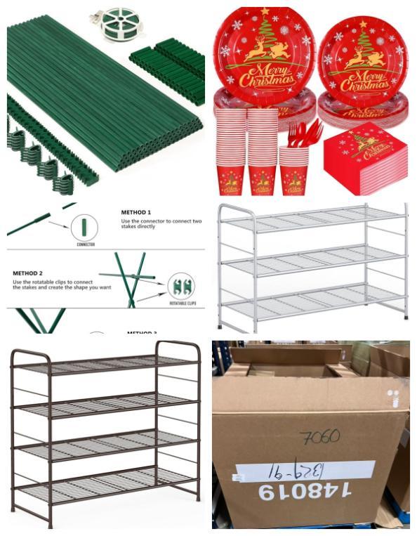 Christmas Plates and Napkins Set, Garden Stakes, Shoe Racks