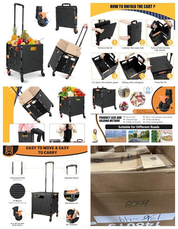 Foldable Utility Cart,Folding PortableCrate Handcart image