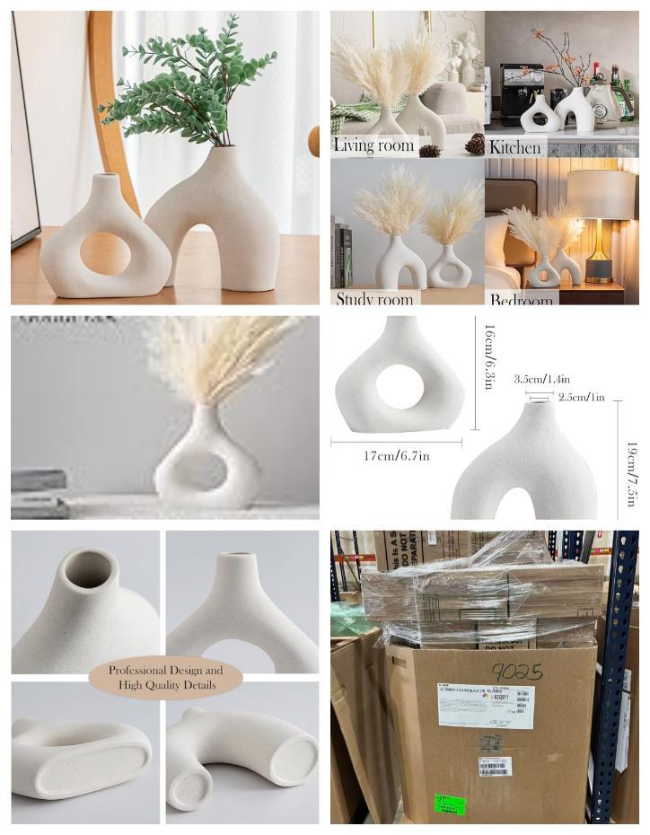 White Ceramic Vase Set of 4 ,IL Warehouse image