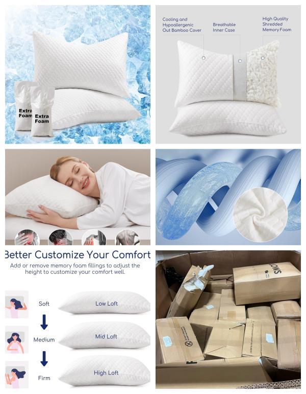 Cooling Memory Foam Pillowes Standard Washable Pillowcase image