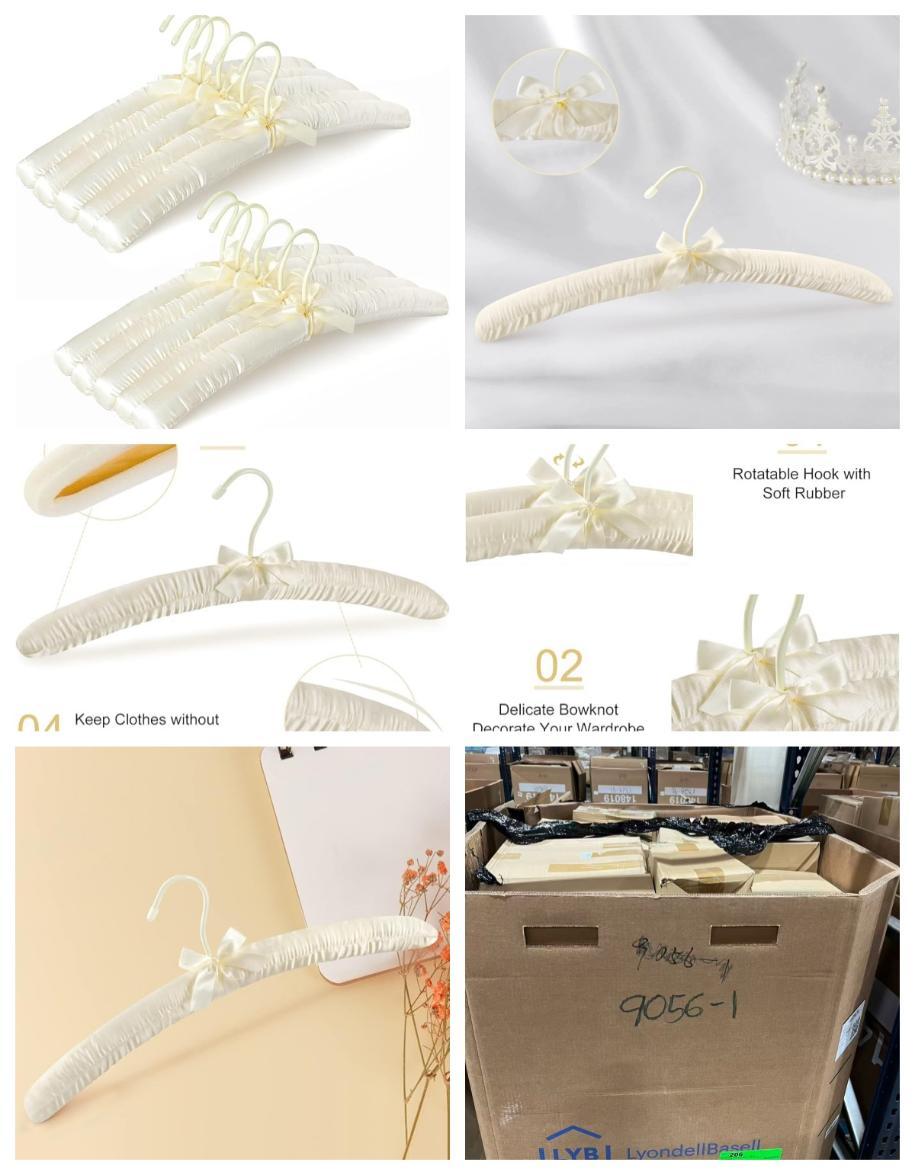 40 Pieces 17 Inch Ivory Satin Padded Hangers ,IL Warehouse image