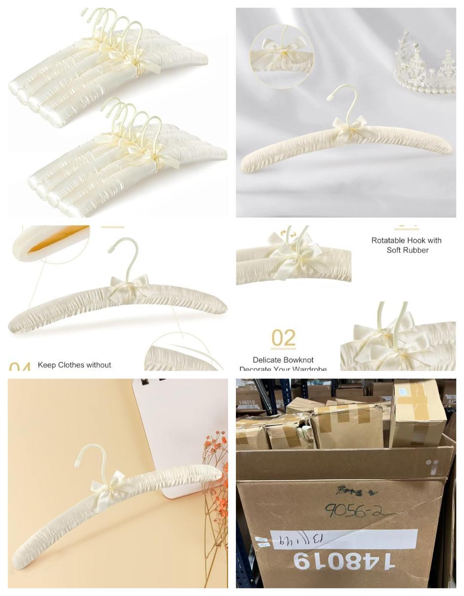 40 pcs 17 Inch Ivory Satin Padded Hangers,IL Warehouse image