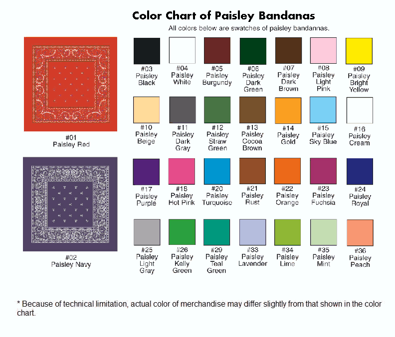 21.5" x 21.5" - Light Weight - Cotton - Paisley - Bandanas - PIECE - PRICED. image