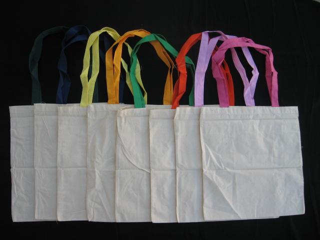 Color Handle Cotton Tote Bags, PIECE PRICED. image