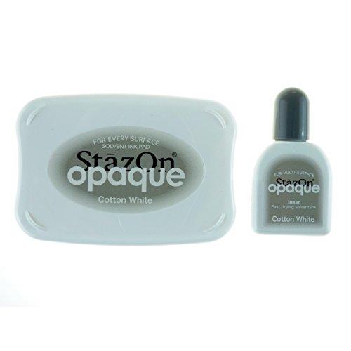 StazOn Opaque Un-Inked Pad and Permanent Inker, Cotton White image