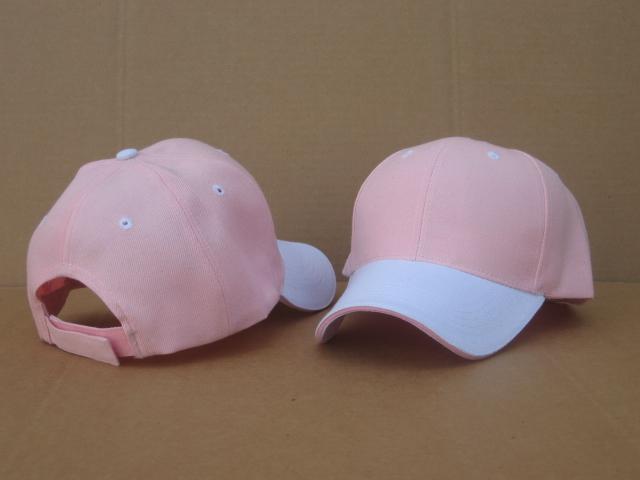 Light-Pink/White Two-Tone Baseball Caps, Pro Style, PIECE PRICED. image