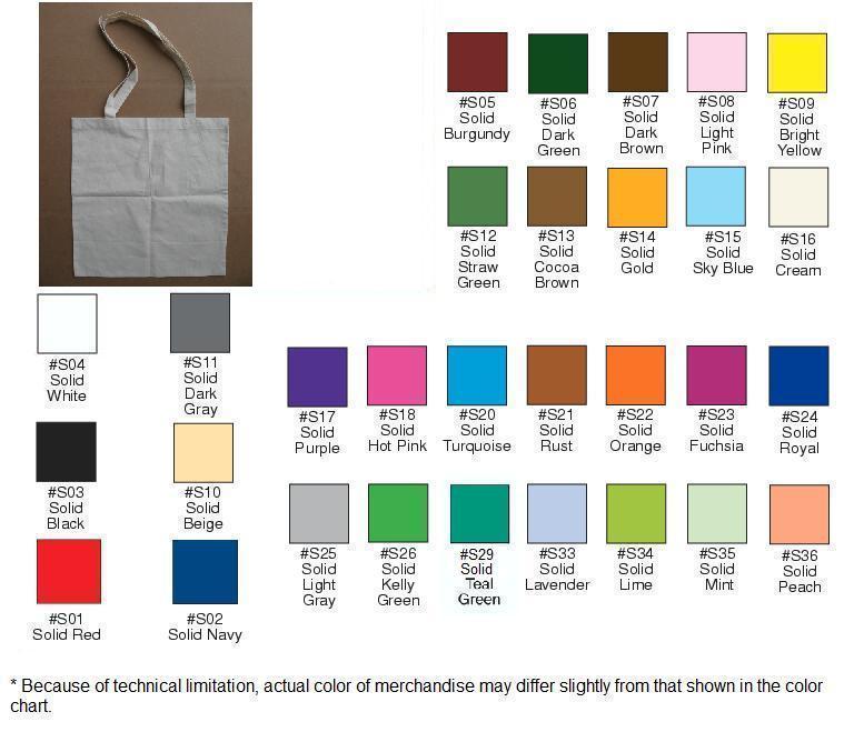 Solid Color - COTTON - Tote Bag - DOZEN - PRICED and PACKED.
