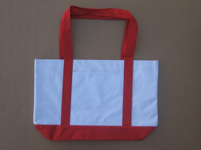 White/Red Two-Tone Tote Bag, PIECE PRICED. image