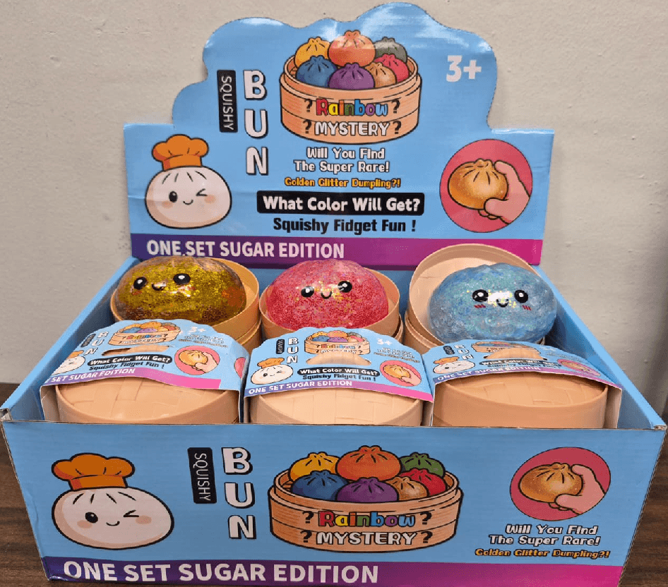 Glitter Squishy Dumpling toy Hard Squeeze 12/display image