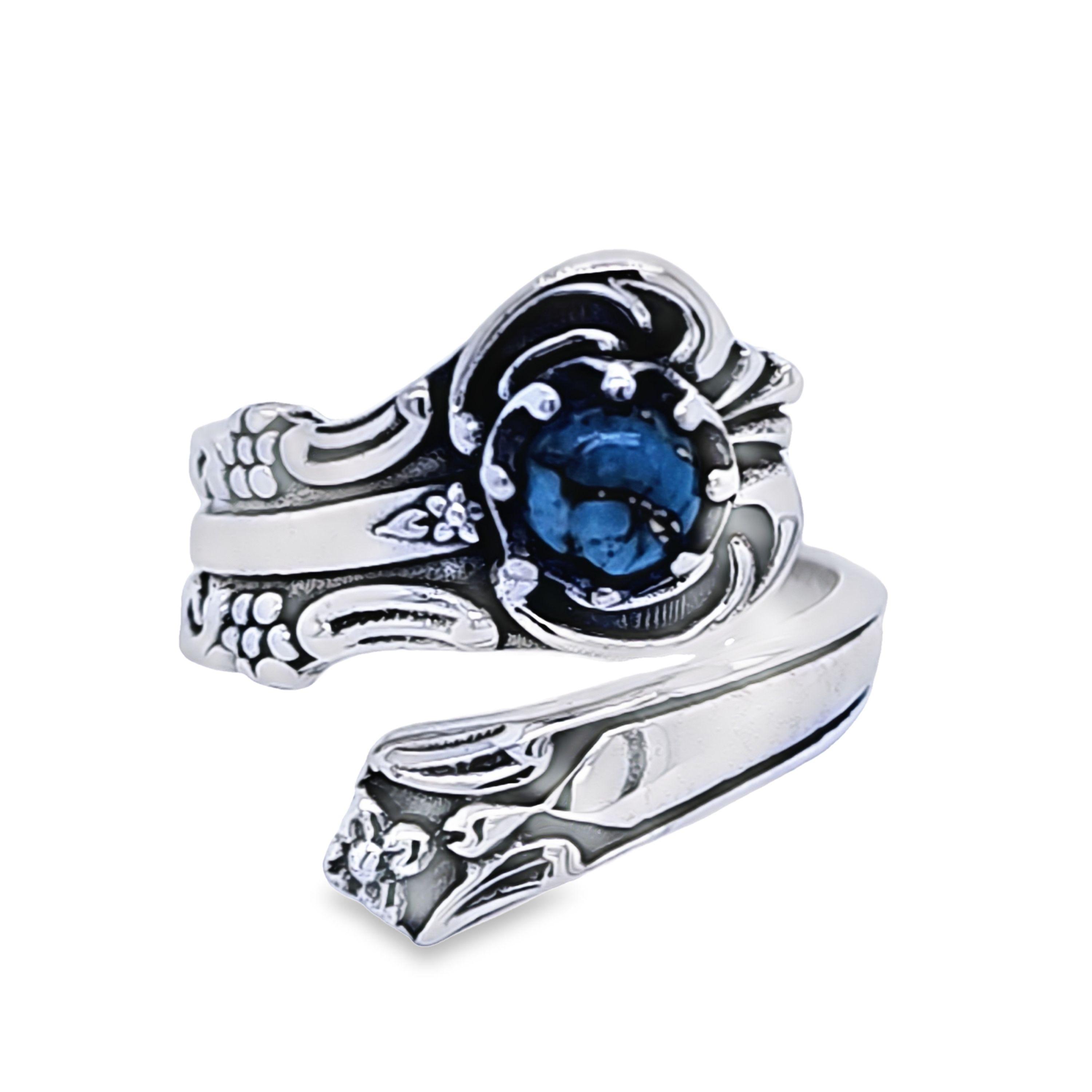 Genuine Copper Turquoise 925 Silver Spoon Ring image