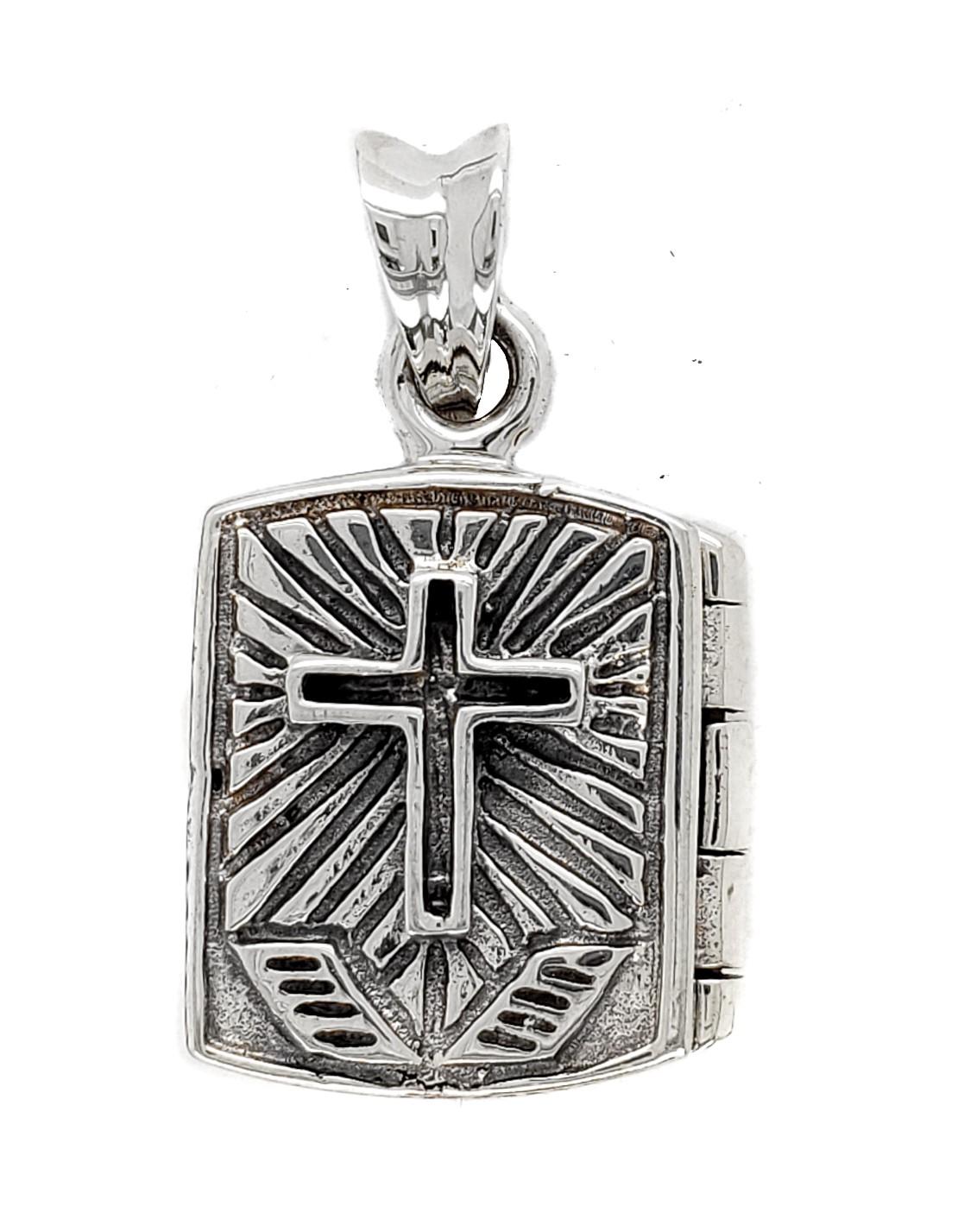 Sterling Silver 'Holy Bible' & Cross Pendant image