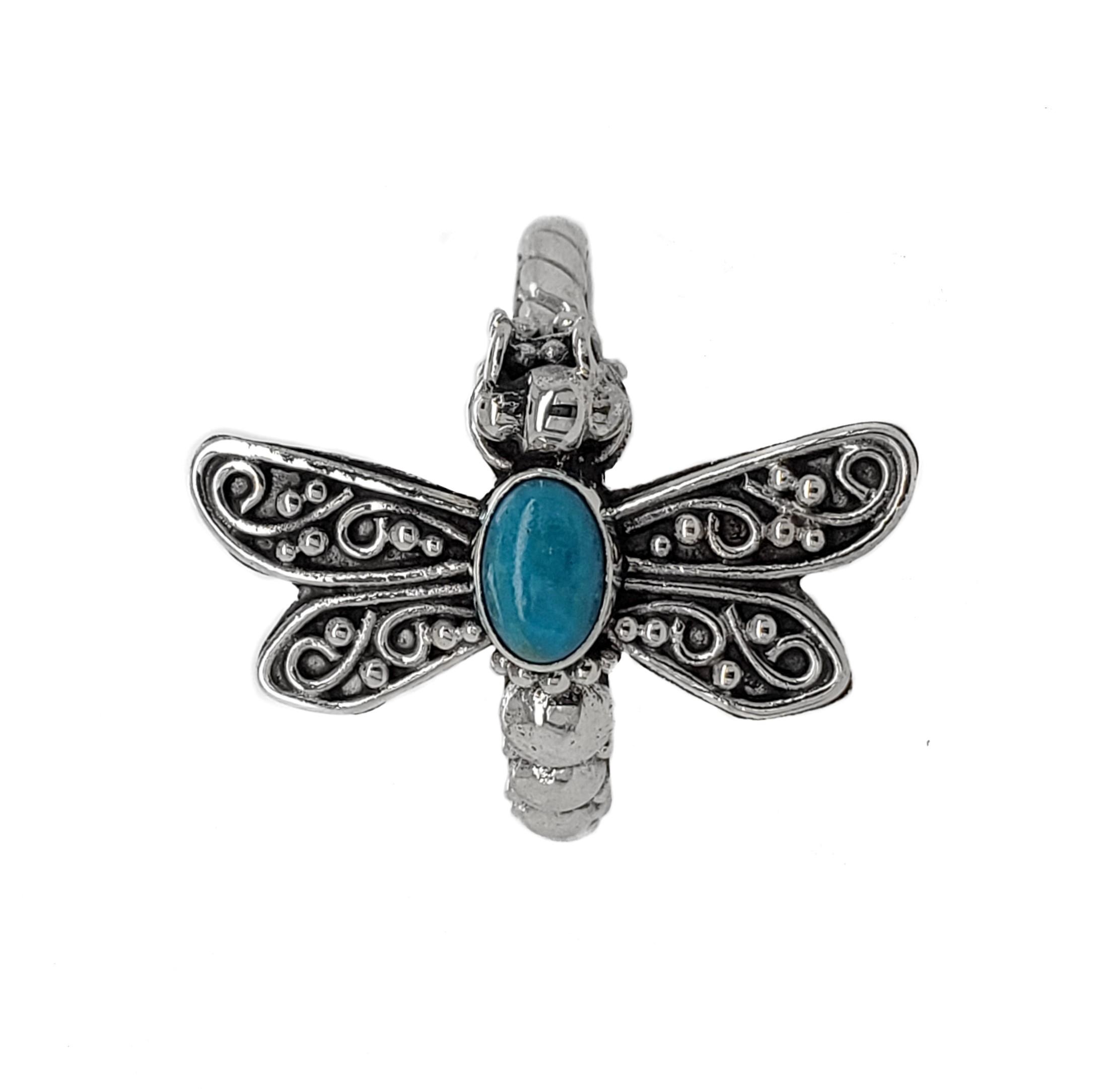 Sterling Silver Dragonfly Ring with Turquoise image
