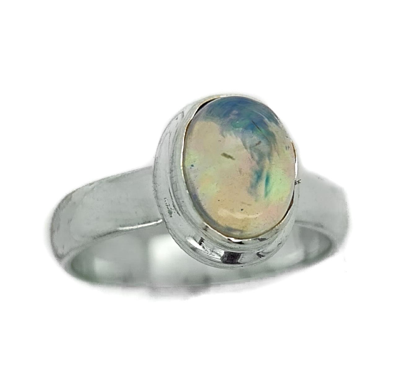 Sterling Silver Oval Ethiopian Opal Indian Gemstone Ring image